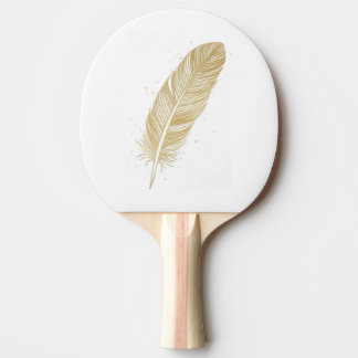 Elegante goldene Feder-Linienkunst - Moderne Ästhe Tischtennis Schläger