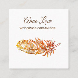 Elegante goldene Feder Quadrat-Visitenkarte Quadratische Visitenkarte