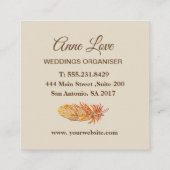 Elegante goldene Feder Quadrat-Visitenkarte Quadratische Visitenkarte (Rückseite)