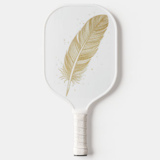 Elegante goldene Federillustration - Ästhetisches Pickleball Schläger