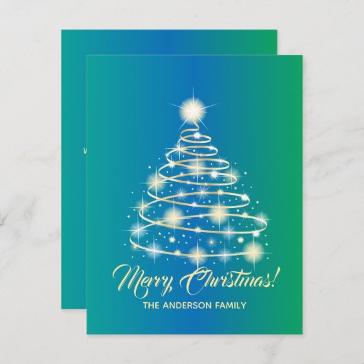 Elegante Goldene Feiertage Tree Frohe Weihnachten (Vorne/Hinten)