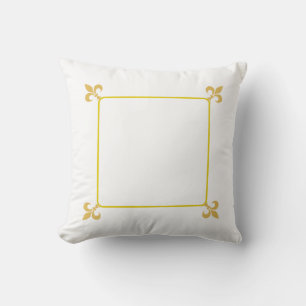 Elegante goldene Fleur-de-Lis-Blumen auf Weiß Kissen