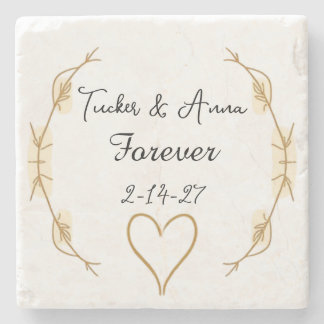 Elegante goldene Floral Forever Hochzeit Steinuntersetzer