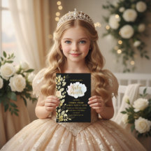 Elegante goldene Floral-Schwarze Babyshower-Einlad