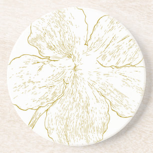 Elegante goldene florale abstrakte Linienkunst Getränkeuntersetzer