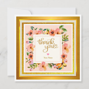 Elegante goldene florale Dankeskarte Karte