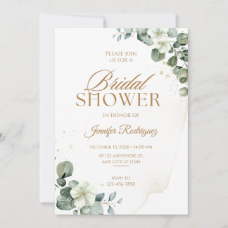 Elegante goldene florale Einladung zur Brautparty