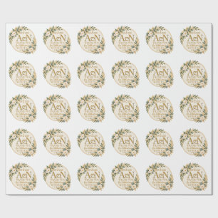 Elegante goldene florale Monogramm-Hochzeit Geschenkpapier