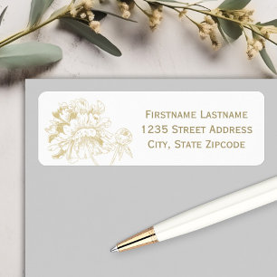 Elegante goldene florale Pfingstrosen-Hochzeitsadr