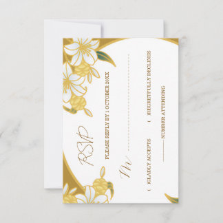 Elegante Goldene Florale RSVP Karte – Luxuriöse Ho
