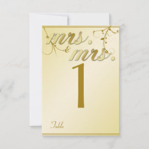 Elegante goldene florale schwule Hochzeit Tischnum Einladung