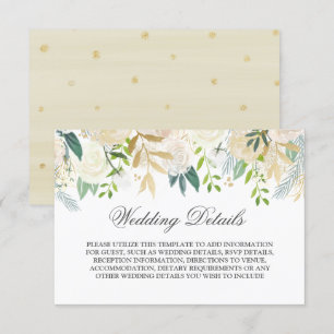 Elegante goldene florale Wasserfarbe Hochzeitsdeta Einladung