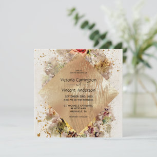 Elegante goldene florale Wasserfarbe Rustikale Hoc Einladung