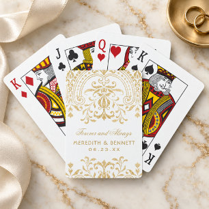 Elegante Goldene Flourish-Hochzeit individuell Spielkarten