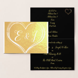 Elegante Goldene Foil Hochzeit Einladung