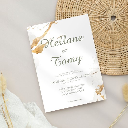 Elegante Goldene Foil Hochzeit Einladung