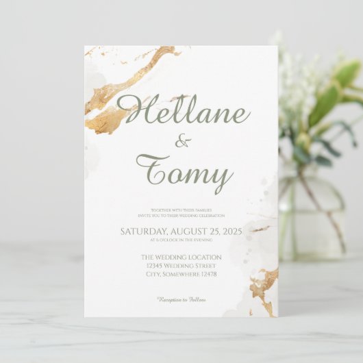 Elegante Goldene Foil Hochzeit Einladung (Stehend Vorderseite)