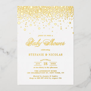 Elegante goldene Folien-Konfetti-Punkte Baby Showe Folieneinladung