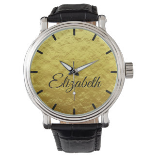 Elegante goldene Folienblasen, individuell einstel Armbanduhr