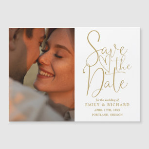 Elegante goldene Foto-Hochzeit Save The Date Magneteinladung