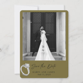 Elegante Goldene Foto-Save-the-Date-Karte Einladung