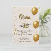 Elegante Goldene Geburtstagseinladung - Kinder Jug Einladung (Stehend Vorderseite)