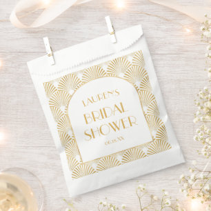 Elegante goldene geometrische Art Deco-Brautparty Geschenktütchen