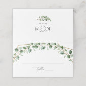 Elegante goldene geometrische Greenerie eingewicke Platzkarte (Außenseite Aufgefaltet)