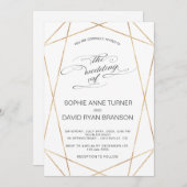 Elegante goldene geometrische Hochzeit Einladung (Vorne/Hinten)
