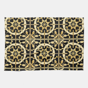 Elegante Goldene Geometrische Musterkunst Geschirrtuch