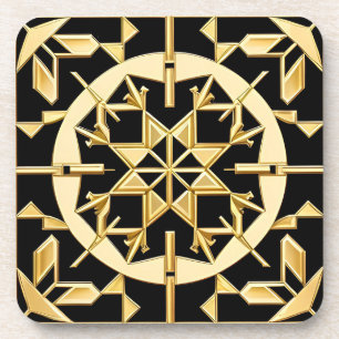 Elegante Goldene Geometrische Musterkunst Getränkeuntersetzer