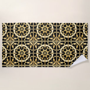 Elegante Goldene Geometrische Musterkunst Strandtuch