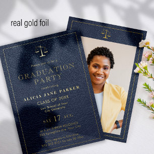 Elegante goldene Glitter-Foto zur Abschlussfeier d Folieneinladung