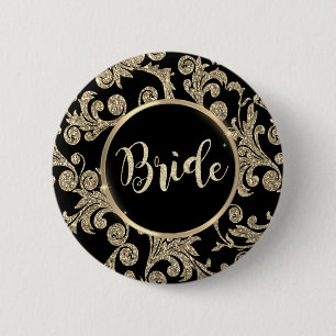 Elegante goldene Glitterwirbel Button