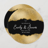 elegante Goldene Glitzer Hochzeit Einladung (Vorne/Hinten)