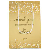 Elegante goldene Glitzern minimalistisch Mittlere Geschenktüte (Rückseite)