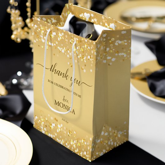 Elegante goldene Glitzern minimalistisch Mittlere Geschenktüte