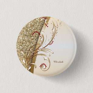 Elegante goldene glitzernde Schwünge Button