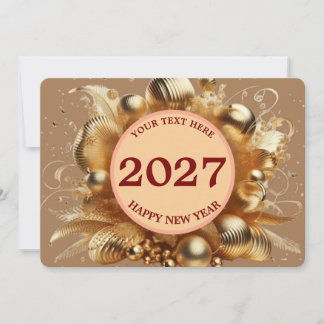 Elegante goldene Glückwunschkarte zum Neujahr 2027 Feiertagskarte