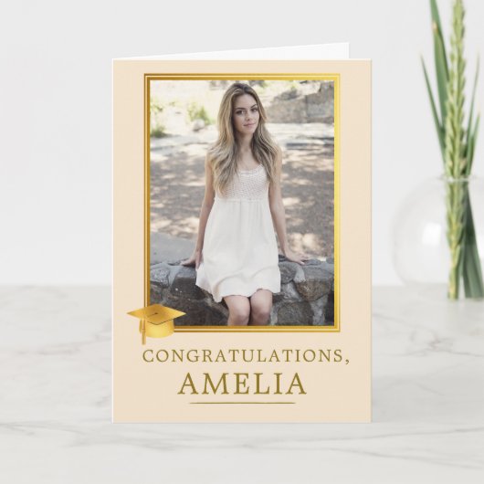 Elegante goldene Gratulationskarte zur Abschlussfe Karte (Vorderseite)