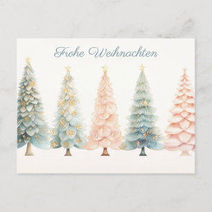 Elegante goldene, grüne und pinke Weihnachtsbäume Postkarte
