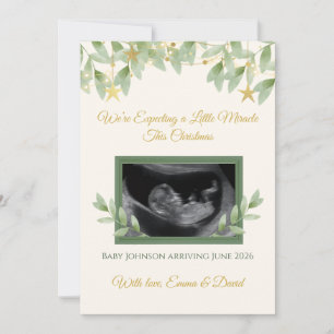 Elegante goldene Grüne-Weihnachten-Baby-Ankündigun Feiertagskarte