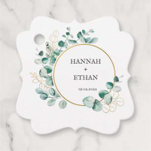 Elegante Goldene Grünpflanzen Eukalyptus Personali Geschenkanhänger