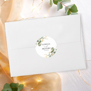 Elegante goldene Grünpflanzen Hochzeit Runder Aufkleber