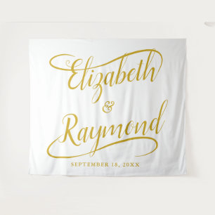 Elegante Goldene Handschrift Schwungvolle Kalligra Wandteppich