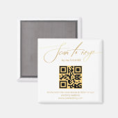 elegante goldene Handschrift uAwg qr Code Hochzeit Magnet (Vorderseite/Rückseite)