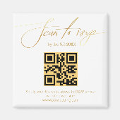 elegante goldene Handschrift uAwg qr Code Hochzeit Magnet (Vorne)