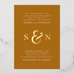 Elegante goldene hellbraune Typografie-Detail-Hoch Folieneinladung