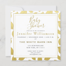 Elegante Goldene Herbstblätter - Kinderdusche Einladung