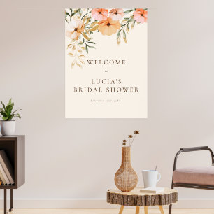 Elegante goldene Herbstblumen Hochzeitsshower Will Poster